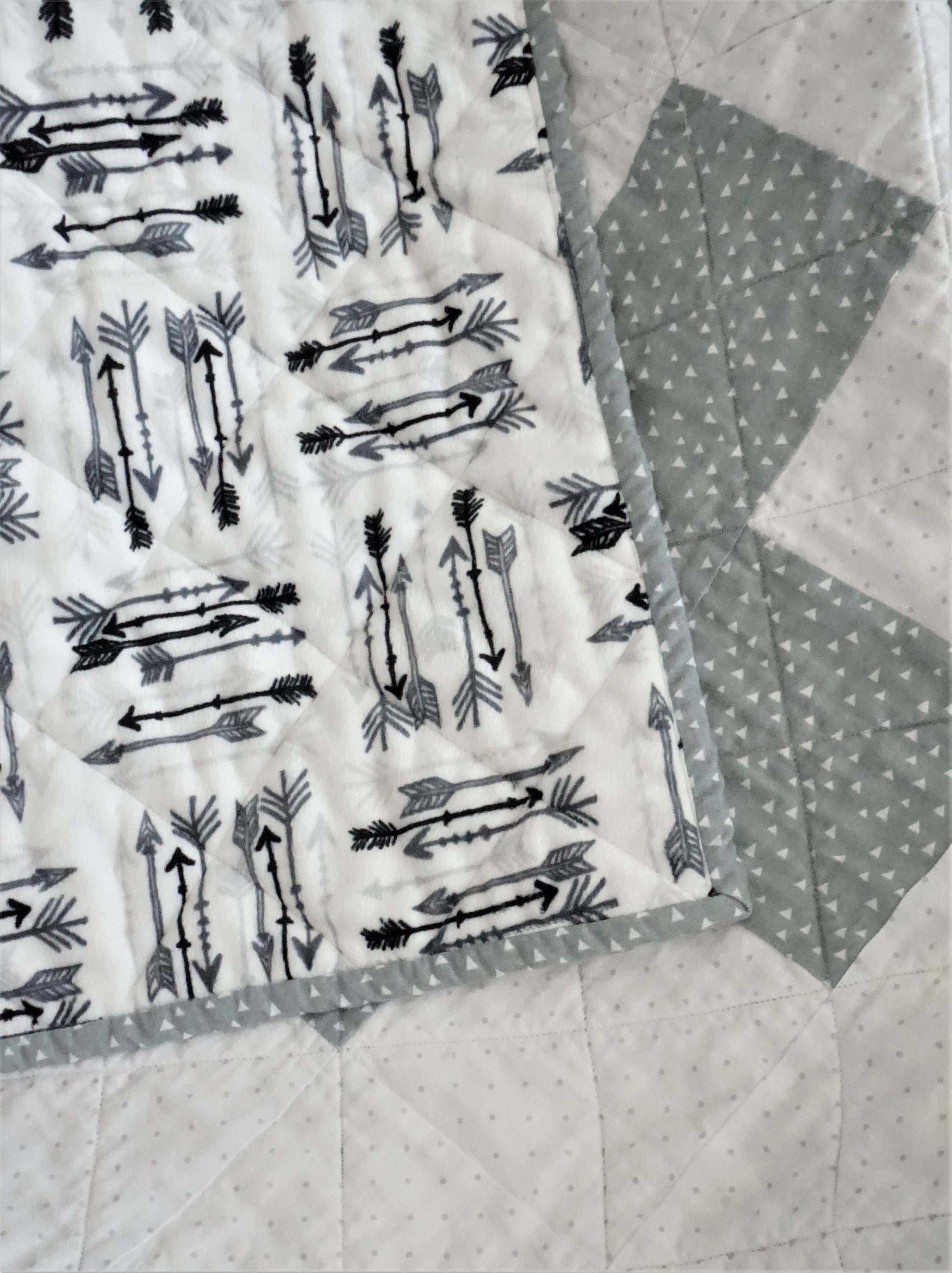 Gray and White Modern Plus Sign Baby Quilt Swiss Cross Minky - Etsy