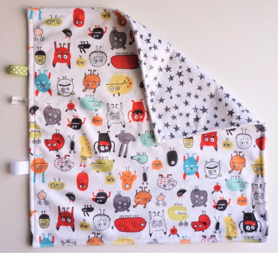 Soft Monster Minky Baby Lovey Comfort Tag Blanket Security