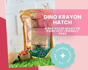 Pre-filled EASTER Eggs with Dinosaur Crayons, Eco-friendly Ready to Paint Eggs, Dinosaur Rainbow Crayons with Eggs, Easter Dinosaur Crayons