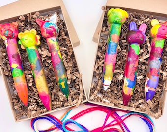 Kids ANIMAL Crayons - Rainbow Animal Stick Crayons - Toddler Crayons - Stocking Stuffer for Kids - Birthday Kids Crayons - Toddler's Gifts