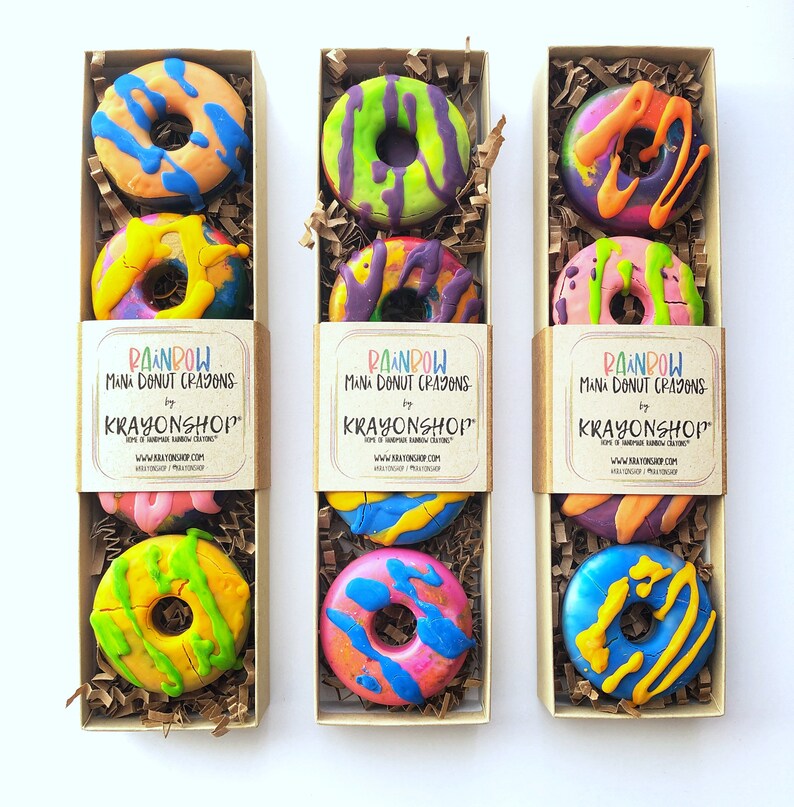 EASTER Gift Donut CRAYON for Kids, Donut Crayon Set, Donut Crayon, Set of 4 Donut Crayons in Gift Box, Easter Kid Gift, Kids Birthday Gift image 2