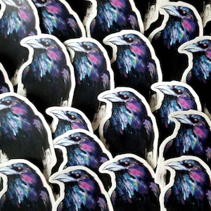 Black Raven Vinyl Sticker // Corvid sticker art