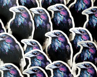 Black Raven Vinyl Sticker // Corvid sticker art