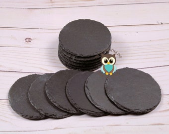 Slate Coasters (Set of 64), Blank, Round, Natural Stone Coasters, Black Slate, laser supplies