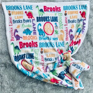 Dinosaur Baby Blanket, Personalized Dinosaur Baby Blanket, Crib blanket