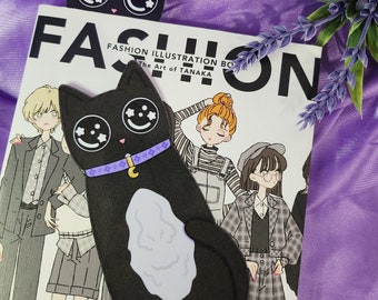 Black Cat Bookmark, Kawaii Kitty Design