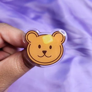 Pancake Bear Acrylic Pin with rubber backing cute pancake acrylic pin aesthetic pin pancake kawaii bear cute bear