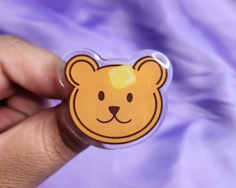 Pancake Bear Acrylic Pin, Cute Kawaii Aesthetic Pin