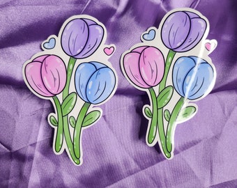 Kawaii Tulip Sticker: Waterproof Vinyl Decal, Laptop, Water Bottle