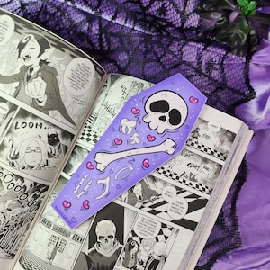 Coffin Bookmark: Pastel Goth Witchy Laminated Bookmark