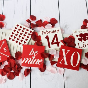 Mini Valentine Signs Collection / Valentine Wood Signs 6x6 inches / Valentines Day Wood Decor / Tiered Tray Valentines Day Decor