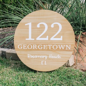 Personalized Round Home Address Sign | Custom Address Sign | Round Wooden Address Sign | Porch Decor | Wooden Home Decor | Housewarming Gift