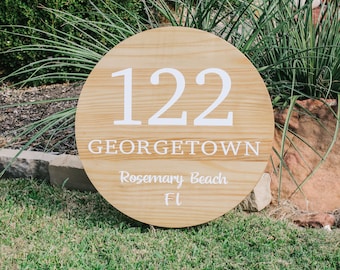 Personalized Round Home Address Sign | Custom Address Sign | Round Wooden Address Sign | Porch Decor | Wooden Home Decor | Housewarming Gift