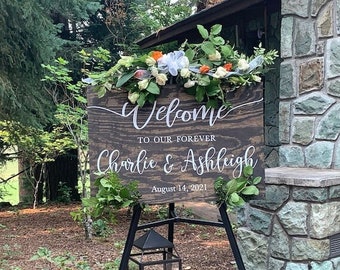 Wedding Welcome Sign Wood Wedding Sign Welcome to our Forever Rustic Wedding Decor Welcome to our Wedding Sign Custom Wedding Welcome Decor