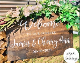 Wedding Welcome Sign | Welcome to our Forever Wedding Sign | Welcome Wedding Sign Wood | Rustic Wedding Decor