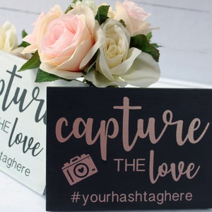 Capture the Love Black Wood Wedding Hashtag Sign | Wedding Reception Hashtag Sign | Custom Wood Wedding Hashtag Sign | Instagram Sign
