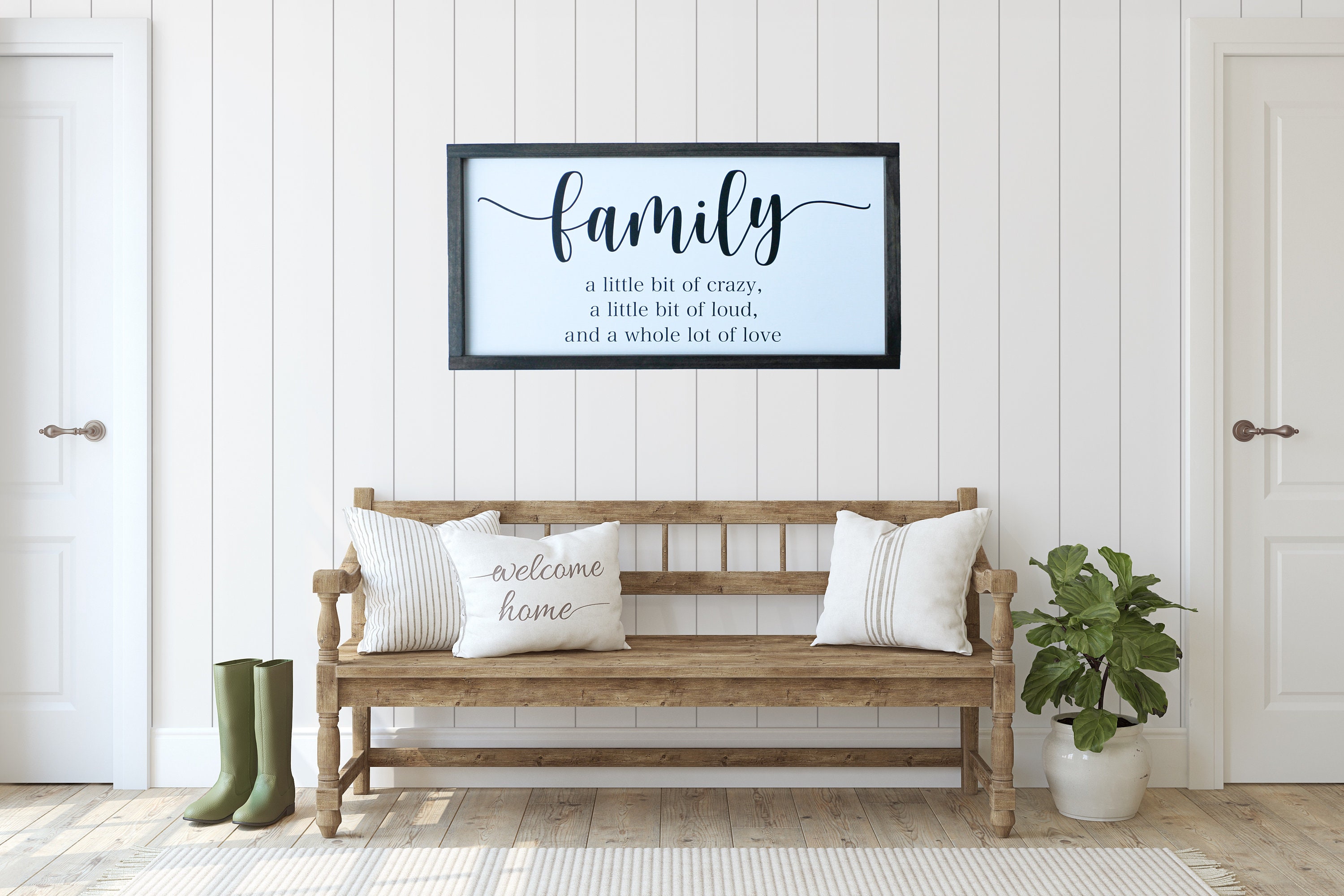 Cornice Portafoto In Legno 20x14,5cm | Scritta A Little Bit Of Crazy A Little Bit Of Loud | Decorazione Rustica Per Casa