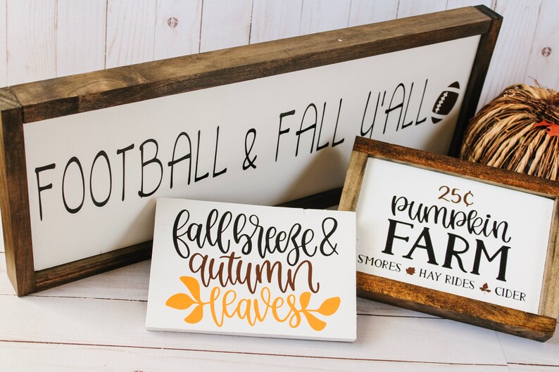 Fall Decor / Fall Signs / Football and Fall Yall Sign / Gather Sign / Benvenuti nel nostro Patch Sign / Fall in Love Sign / Fall Wood Signs immagine 2