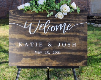 Letrero de bienvenida para bodas / Decoración rústica para bodas / Letrero de bienvenida personalizado para bodas / Decoración para la ceremonia de boda / Letrero de bienvenida de madera para bodas