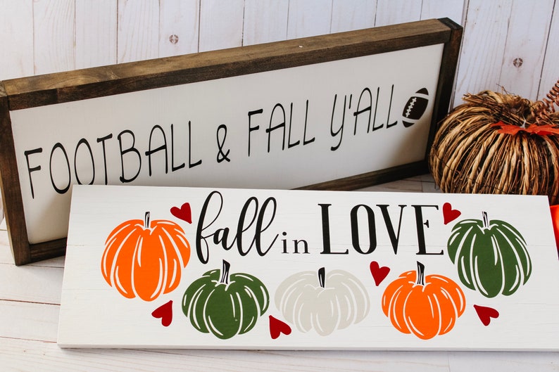 Fall Decor / Fall Signs / Football and Fall Yall Sign / Gather Sign / Benvenuti nel nostro Patch Sign / Fall in Love Sign / Fall Wood Signs Fall in Love