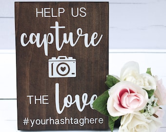 Hashtag Wedding Sign / Oh Snap Wedding Sign / Aiutaci a catturare l'amore Wedding Wood Sign / Custom Instagram Sign / Wedding Hashtag Sign