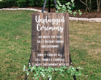 Unplugged Wedding Sign | Unplugged Ceremony Wedding Wood Sign | Rustic Wood Wedding Decor | Wedding Ceremony Decor | Vertical Wedding Sign