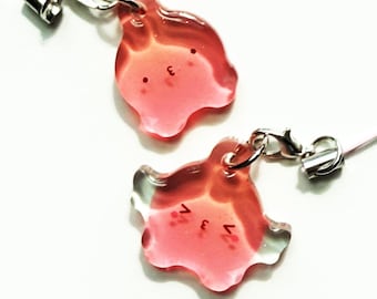 Mini llaveros de pulpo Takopi / Epoxi translúcido con purpurina de una sola cara de 1" / El pecado original de Takopi