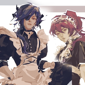 maid kaeya and diluc - 12,7 x 18,8 cm Gayshit Aufprall Kunstdruck
