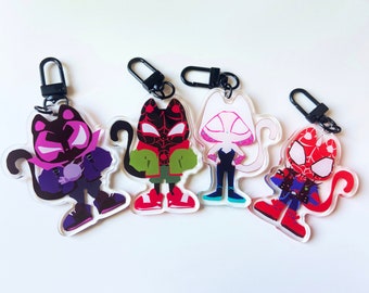 Spiderverse Spider-cat Keychains | 2.5" x 2" Double-sided Acrylic Keychain