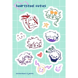 heartsteel cuties | 4&quot;x6&quot; league chibi sticker sheet