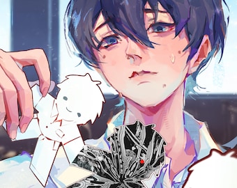 Muñeca de papel TSHD / Impresión de anime de 8,5 x 8,5 pulgadas