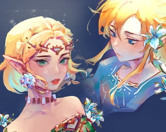 BOTW Link & TOTK Zelda Print + Sticker | Legend of Zelda