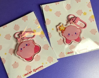 Kirby Derp and Wand Keychains | 1.5" x 1.5" Double-sided Acrylic Keychain