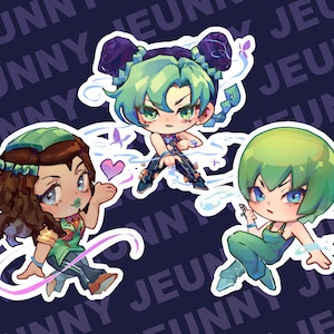 bizarre girls trio | 3&quot;~ stone ocean chibi stickers