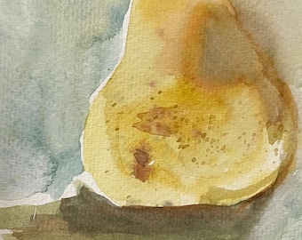 Pear Study, Original Matted Watercolor Painting