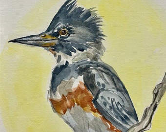 Kingfisher Original Matted Watercolor Painting