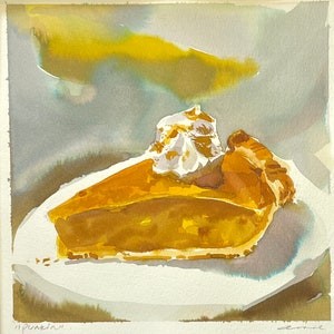 Punkin’ • Original Watercolor Pumpkin Pie Painting