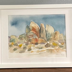 Movie Rocks formation in the Alabama Hills Original Matted Watercolor Painting image 2