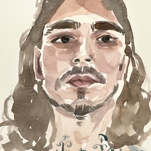 Portrait of Musa, Original Watercolor & Pencil Portrait Study Painting