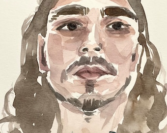 Portrait of Musa, Original Watercolor & Pencil Portrait Study Painting