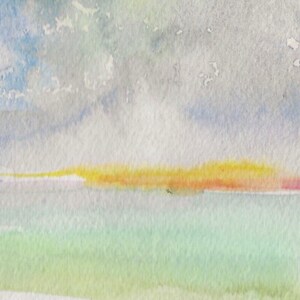 Catalina Sunset, Original Matted Abstract Watercolor Painting image 4