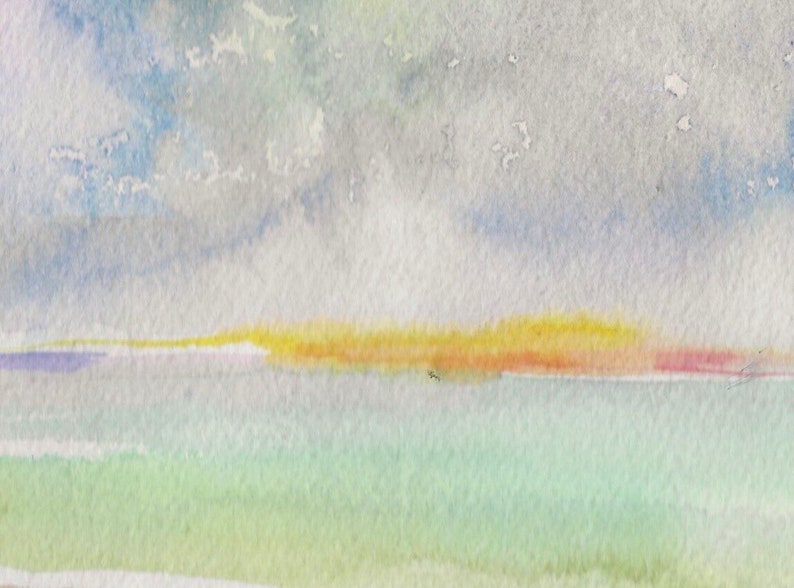 Catalina Sunset, Original Matted Abstract Watercolor Painting image 4