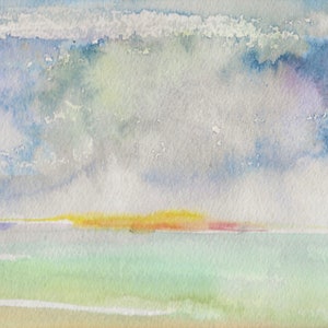 Catalina Sunset, Original Matted Abstract Watercolor Painting image 1