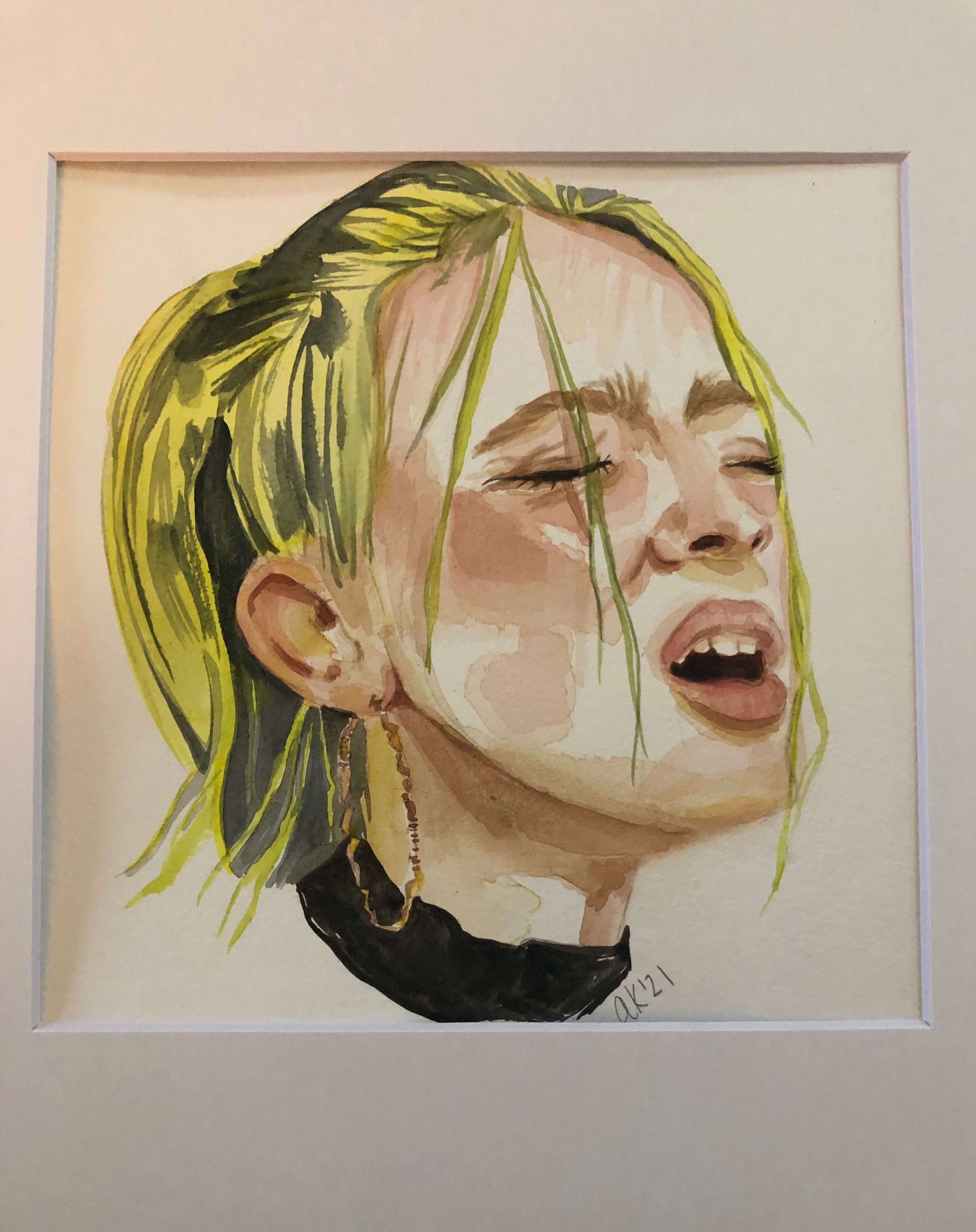 Billie Eilish Original Watercolor Fan Art Painting Etsy UK