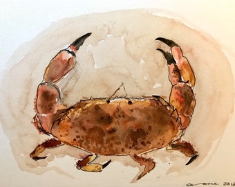Crab, Original Watercolor Painting