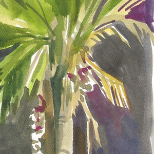 Palm Tree 2, Original Matted Watercolor Painting, Long Beach, CA 2023