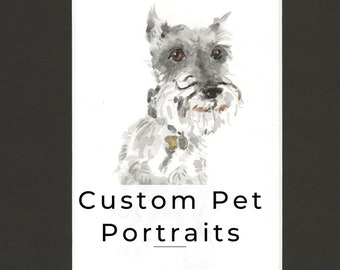 Custom Pet Portraits in Watercolor