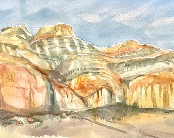Scenic Red Rock State Park in California- Cathedral Outcrop Original Watercolor Painting, 2023