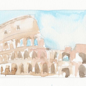 Coliseum,  Rome, Matted Watercolor Print,  2020