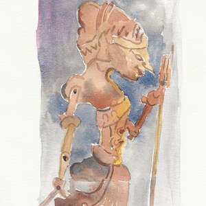 Shadow Puppet (female), Matted Watercolor Print,  2020